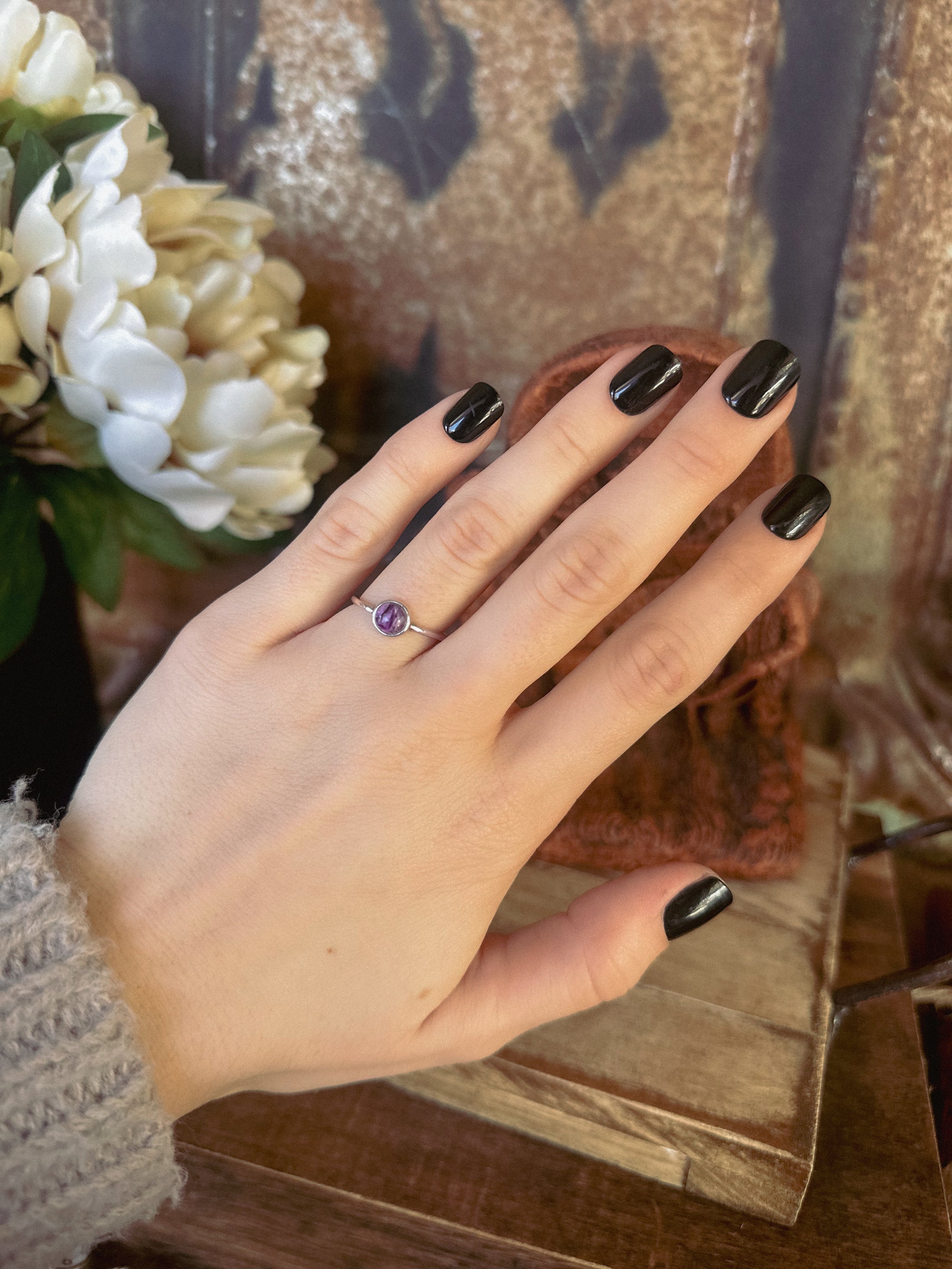 Charoite Purple Stone Ring