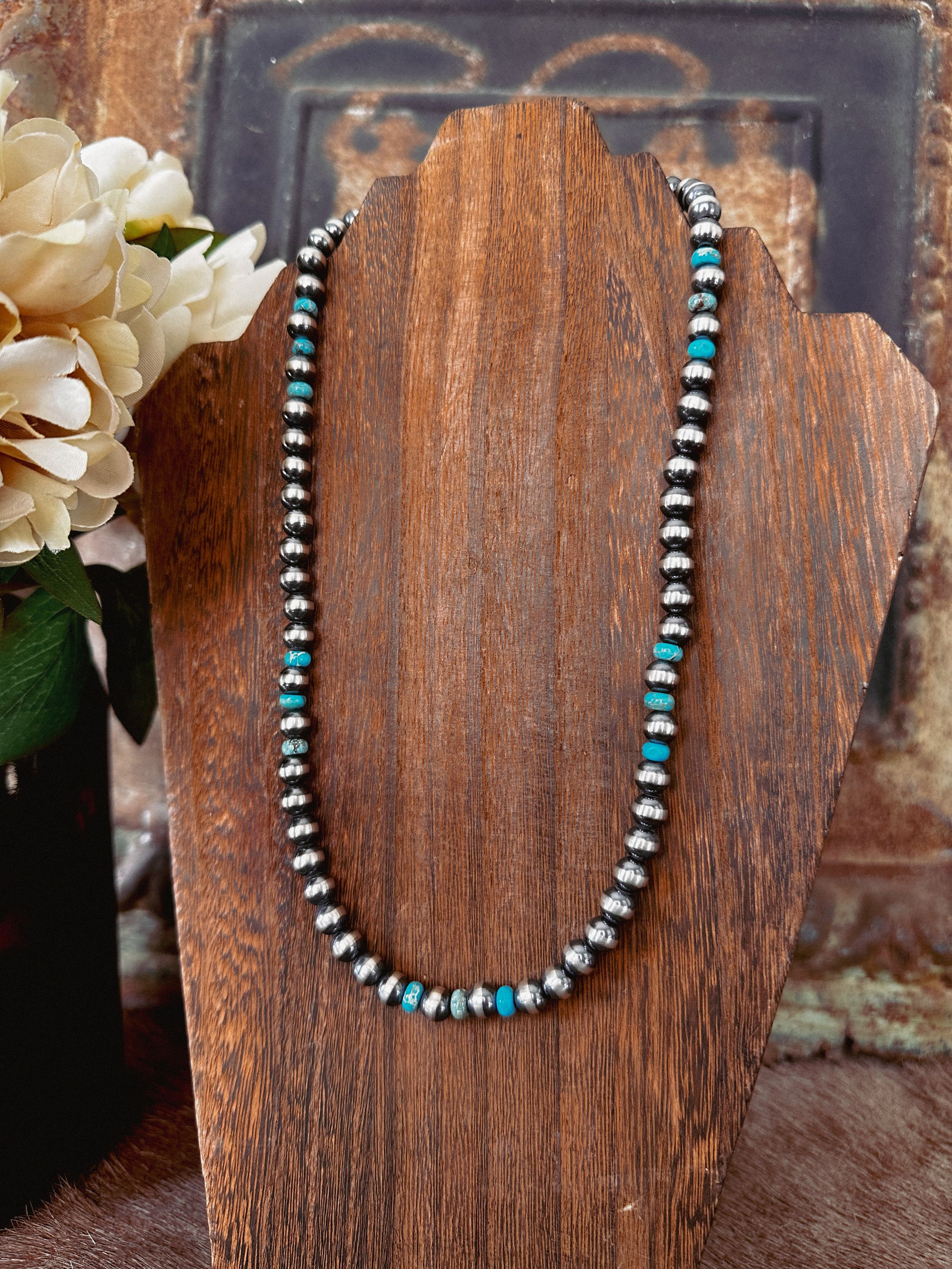 Rio Sterling Silver Pearl and Turquoise Necklace