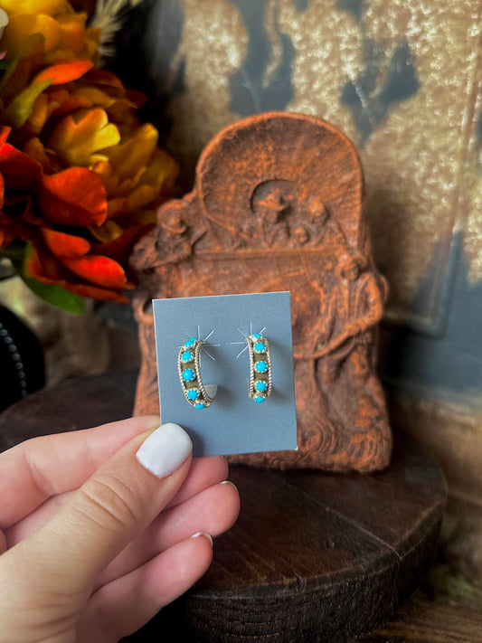 Brenham Turquoise Stone Hoop Earrings