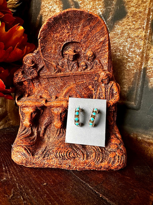 Brenham Turquoise Stone Hoop Earrings