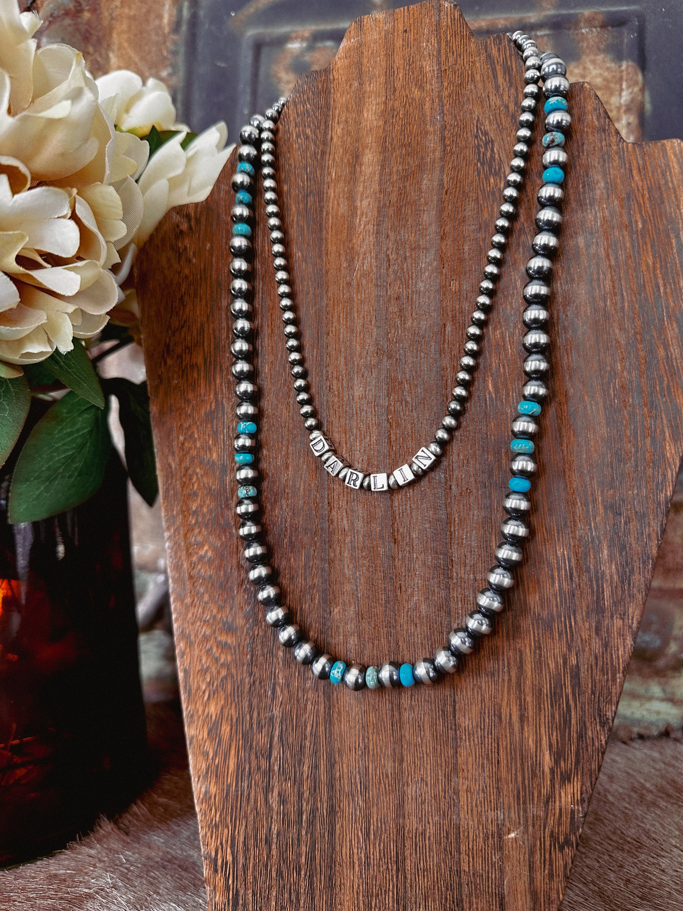 Rio Sterling Silver Pearl and Turquoise Necklace