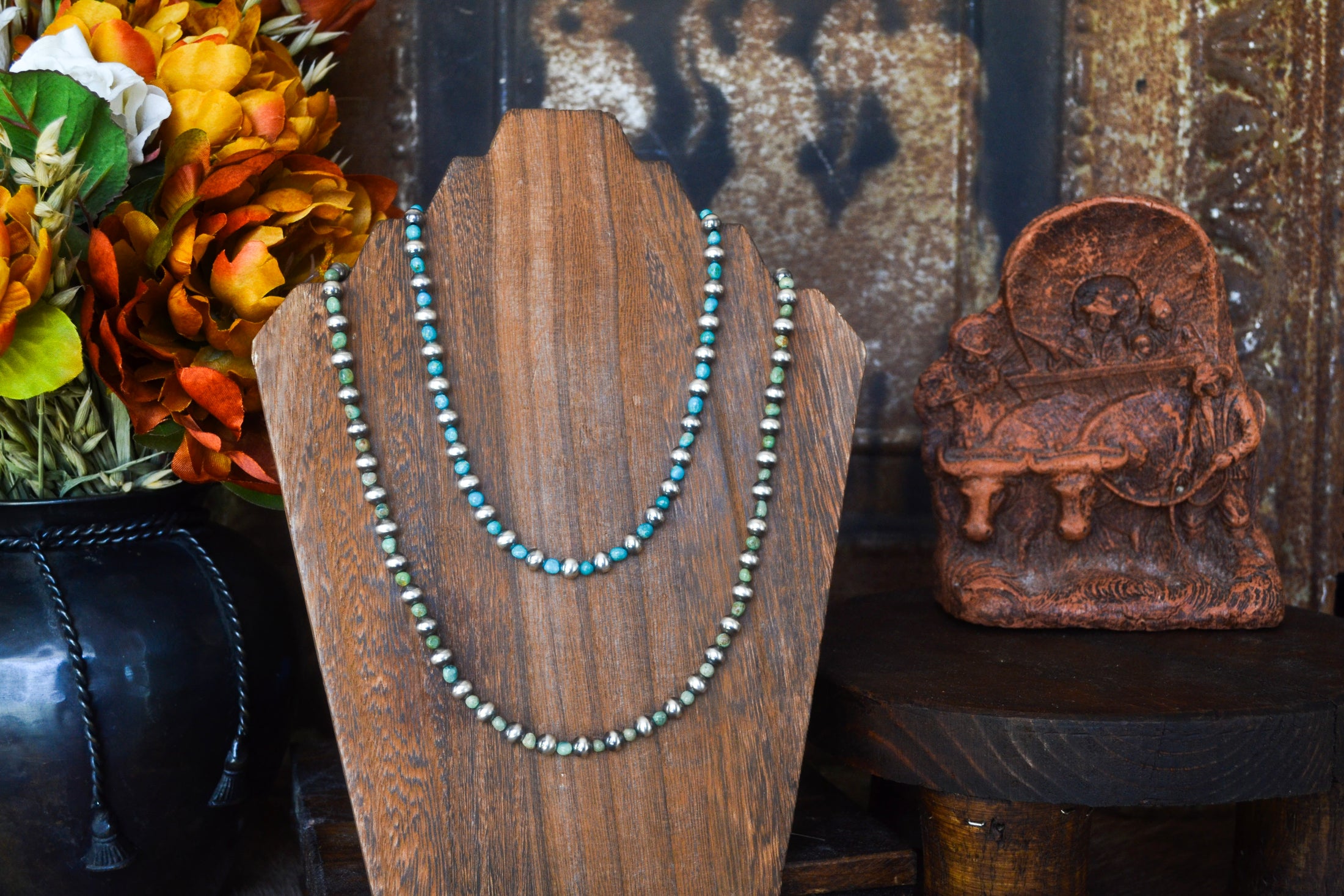 Maverick Desert Pearl and Turquoise Necklace - Various Lengths