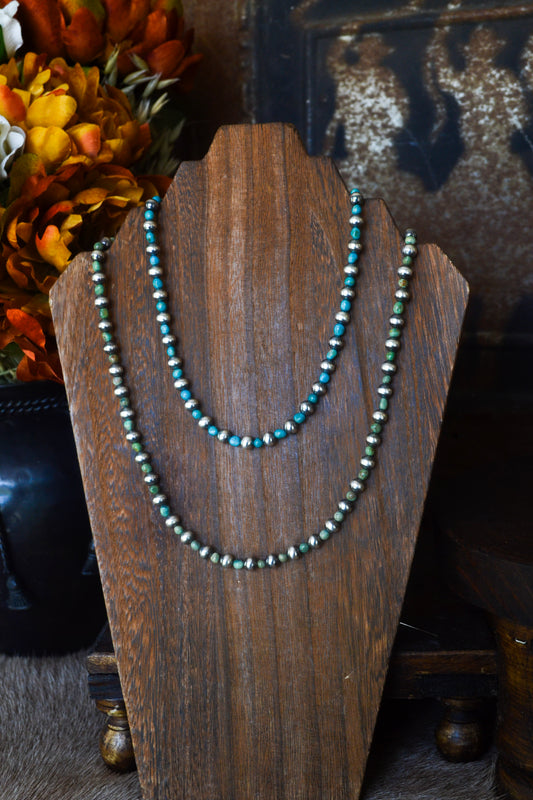 Maverick Desert Pearl and Turquoise Necklace - Various Lengths