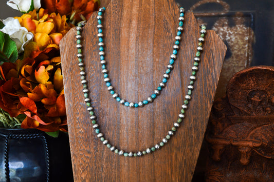 Maverick Desert Pearl and Turquoise Necklace - Various Lengths