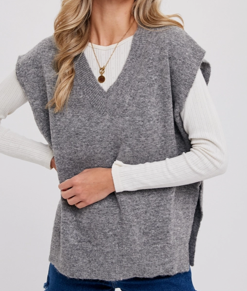 Grace Oversized Sweater Vest in Grey